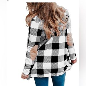 White Plaid Open Front Flannel